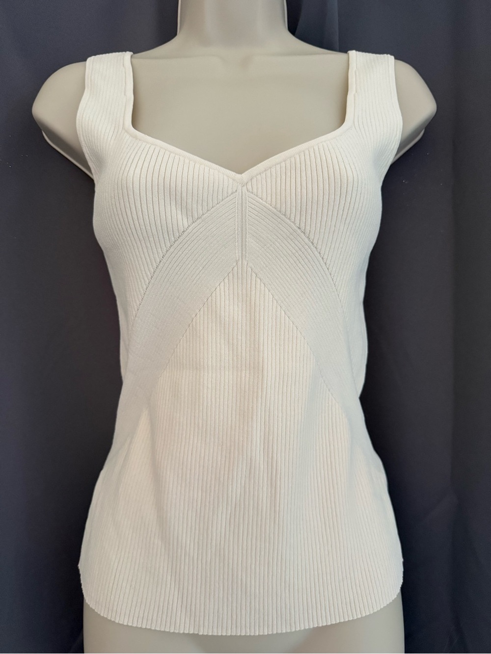 rag & bone White Ribbed Sweetheart Tank